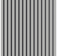 Regelbunden vertikal lamelluppställning för vägg- eller takbeklädnad.