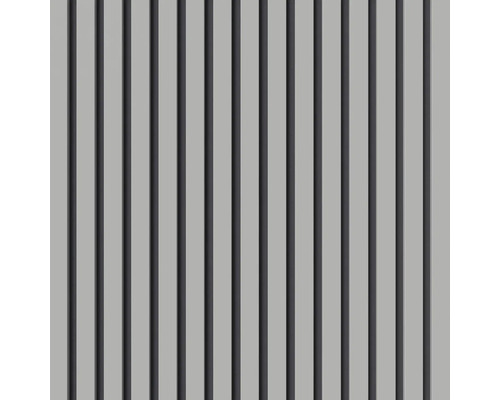 Regelbunden vertikal lamelluppställning för vägg- eller takbeklädnad.