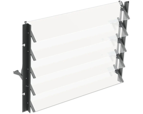 Lamellfönster med klara lameller och metallram