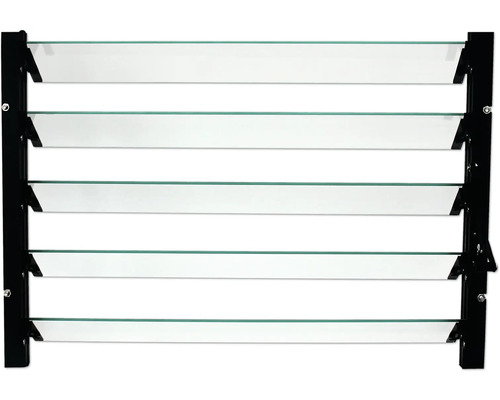 Glaspersiennfönster med svart ram