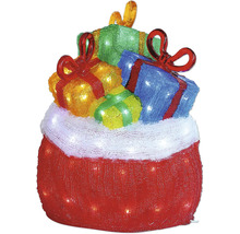 Dekorativ julbelysning med presentsäck och presenter