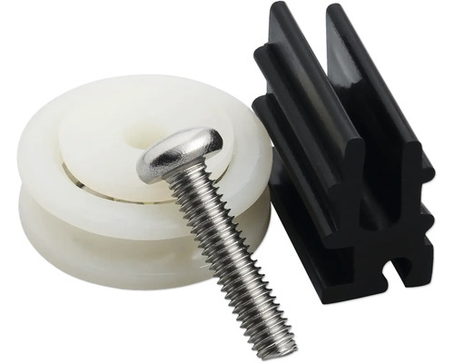 Reservdelssats för fönsterbeslag med skruv, rulle och styrning