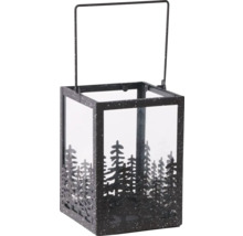 Lyktan av metall och glas med granmotiv