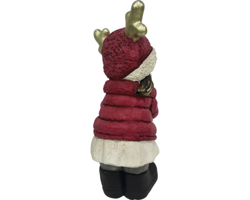 Dekorativ renfigur med röd kappa och gyllene horn