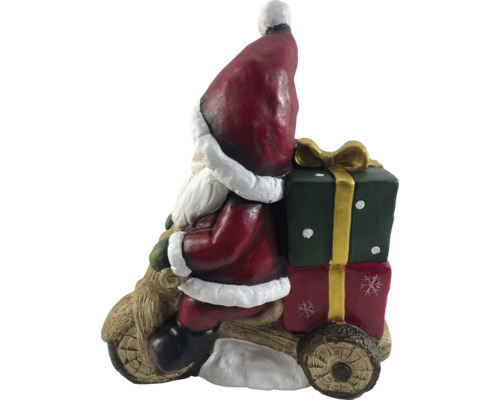 Jultomtefigur på trämotorcykel med presenter