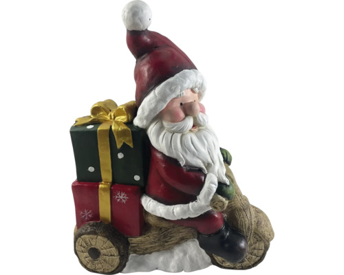 Jultomtefigur på trävagn med presenter