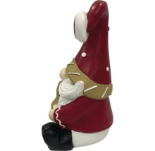 Dekorativ trädgårdstomtefigur med röd hatt och vitt skägg