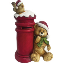 Juldekoration med brevlåda, teddybjörn och fågel