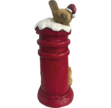 Dekorativ brevlåda med fågel och tomteluva som juldekoration för inomhusbruk