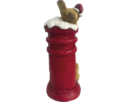 Dekorativ brevlåda med fågel och tomteluva som juldekoration för inomhusbruk