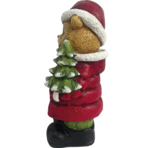 Juldekoration teddybjörn med julgran och tomteluva