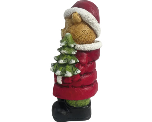 Juldekoration teddybjörn med julgran och tomteluva