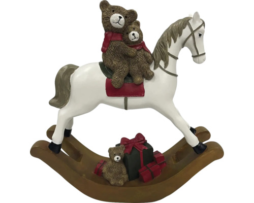 Dekorativ gungande hästfigur med björnar och presenter