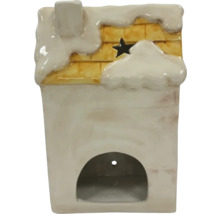 Värmeljushus av keramik med stjärnmotiv och snödekor