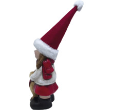 Dekorativ figur flicka med tomteluva och teddybjörn