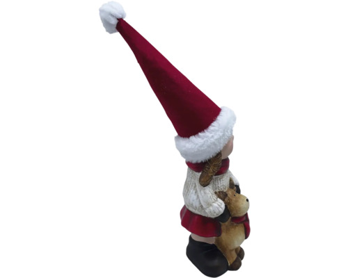 Dekorativ figur flicka med tomteluva och ren