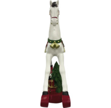 Dekorativ hästfigur med julgran och presenter