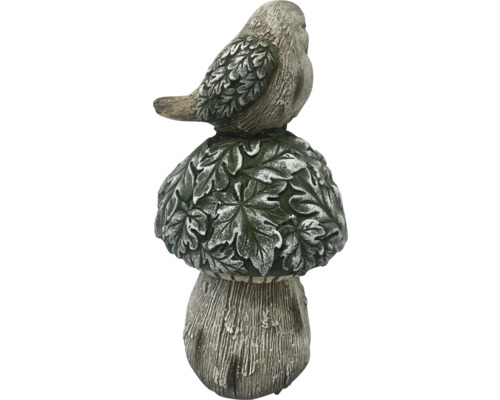Dekorativ trädgårdsfigur: fågel på svamp