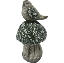 Trädgårdsdekoration fågel på svamp