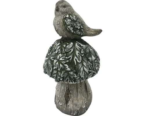 Trädgårdsdekoration fågel på svamp