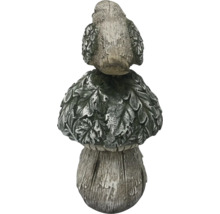 Dekorativ trädgårdsfigur av sten i form av en svamp med fågel