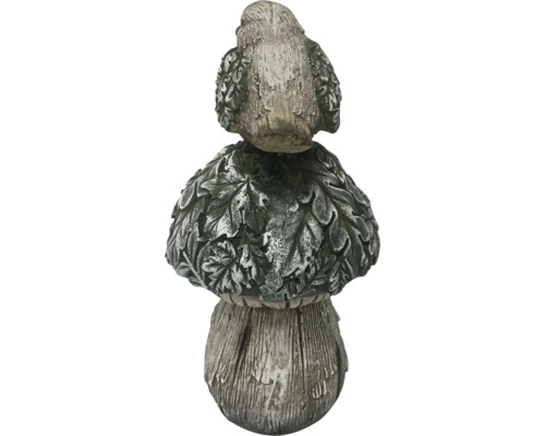 Dekorativ trädgårdsfigur av sten i form av en svamp med fågel