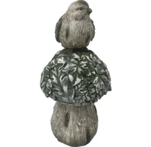 Dekorativ trädgårdsfigur, fågel på svamp