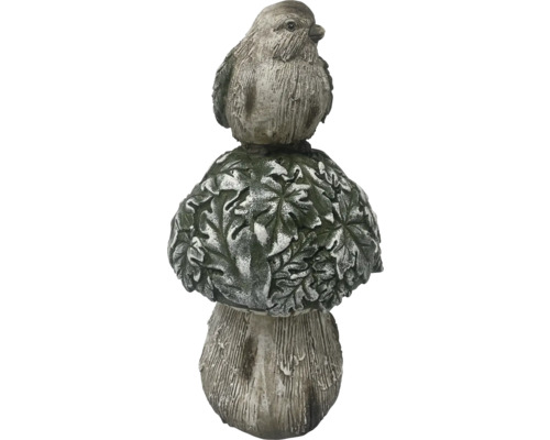 Dekorativ trädgårdsfigur, fågel på svamp