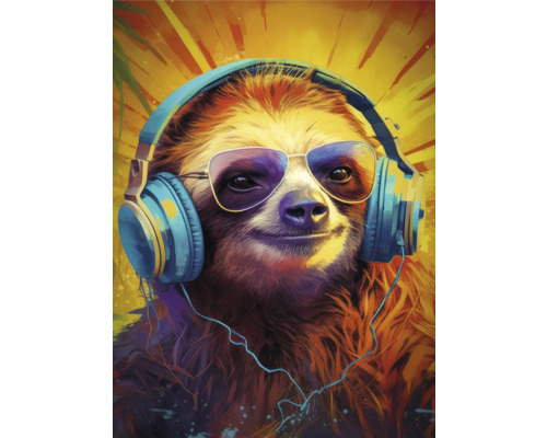 Canvastavla THE WALL Crazy Sengångare 56x76cm Illustration av en sengångare med hörlurar och solglasögon