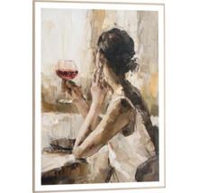 Målning av en kvinna med ett vinglas i en ram