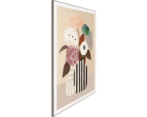 Inramad bild med blomsterstilleben i vaser