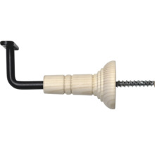 Gardinkrok med trädekor och skruv