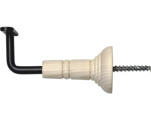 Gardinkrok med trädekor och skruv