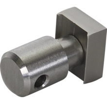 Detaljvy av en dörrstopp i rostfritt stål