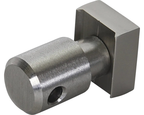 Detaljvy av en dörrstopp i rostfritt stål