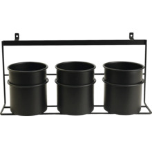 Vägghylla med tre metallbehållare