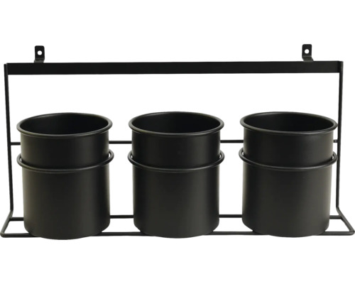 Förvaringskopp FJORDWALL Ø100mm mattsvart 3-pack Vägghylla med tre metallbehållare