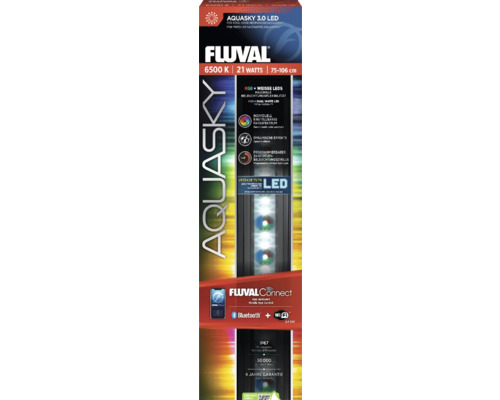 Fluval Aquasky 3.0 LED akvariumbelysning med 6500 Kelvin, 21 watt och 75 till 106 centimeters längd