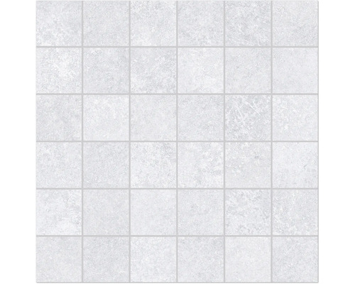 Mosaik keramik MIRAVA Seattle ljusgrå glaserat 29,8x29,8cm Kakelmönster med fyrkantiga, ljusa kakelplattor och fogar