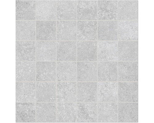 Mosaik keramik MIRAVA Seattle grå matt 29,8x29,8cm Kakelmönster med fyrkantiga, gra stenplattor
