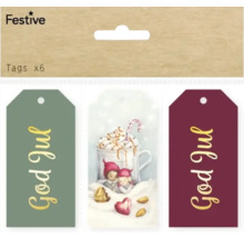 Festive presentetiketter med vintermotiv, 6 stycken