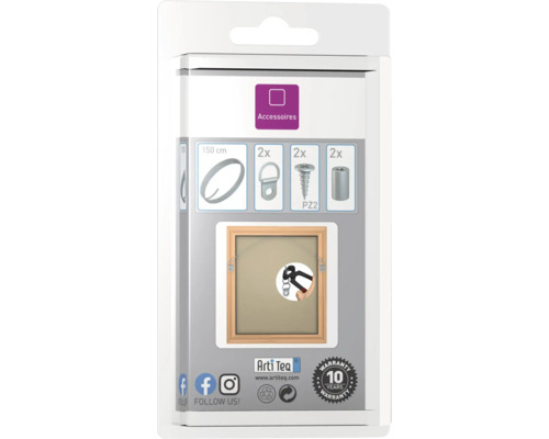 Tillbehörssats för fotoramar med tråd, krokar, skruvar och distanser