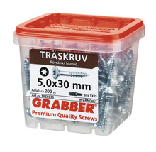 Träskruvar 5,0x30 mm i genomskinlig förvaringslåda