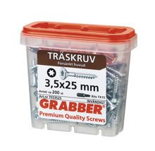 Grabber träskruvar 3,5x25 mm i transparent plastlåda