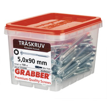 Träskruvar 5,0x90 mm i genomskinlig förvaringsbox