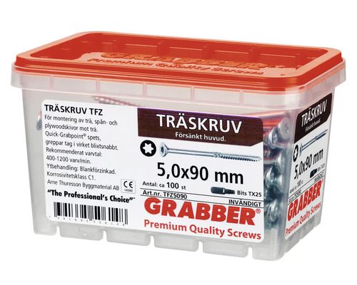 Träskruvar 5,0x90 mm, cirka 100 stycken, i behållare