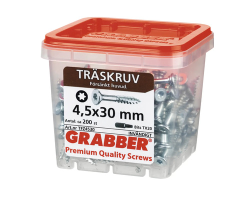 Grabber träskruvar 4,5x30 mm i transparent behållare