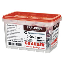 Träskruvar 5,0x70 mm i genomskinlig förvaringsbox med rött lock