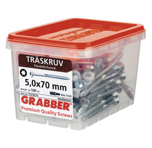 Träskruvar 5,0x70 mm i behållare