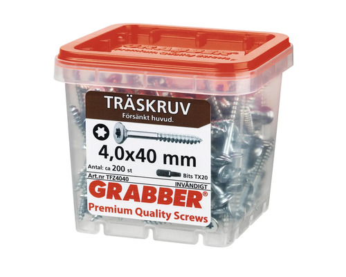 Träskruvar 4,0 x 40 mm i transparent behållare